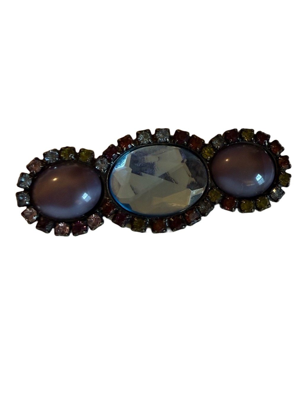 Glass Cabochon Brooch Purple Blue